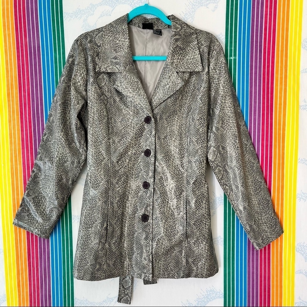 VINTAGE XHILARATION faux snakeskin trench coat jacket large y2k trendy